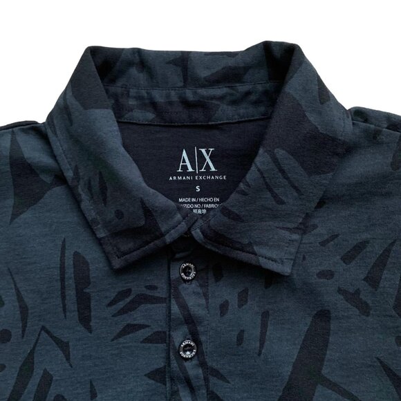 Armani Exchange Patterned Cotton Polo Shirt | Small | Grey/Black - Picture 5 of 16